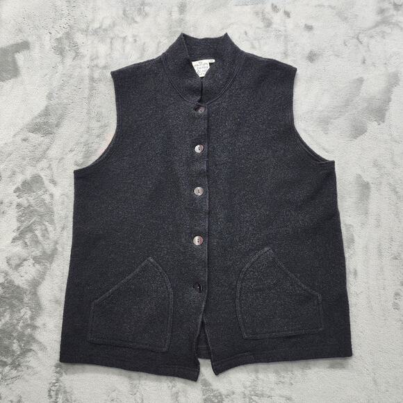 Vintage Parsley & Sage Vest Womens M Black Wool Sleeveless Button Front Pockets - Picture 1 of 7
